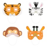 Măști Party Animale, Set 8 Bucăți, Multicolor, H&acirc;rtie, cu Bandă Elastică, Oem