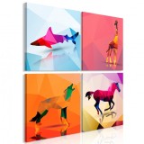 Cumpara ieftin Tablou - Geometric Animals (4 Parts) 40x40 cm