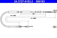 ATE 24.3727-0183.2 Cablu, frana de parcare