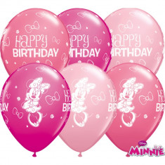 Baloane latex 11&amp;quot;/28cm Minnie Mouse - Happy Birthday, Qualatex 18686, Set 25 buc foto