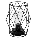Lampa de Masă Metalică, Model Plasă, LED-uri Chain, Negru, 12x12x16.5cm, Oem