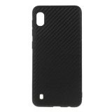 Husa pentru Samsung Galaxy A10, GloMax Perfect Fit cu insertii de carbon negru
