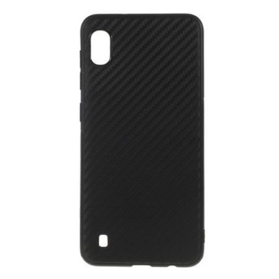 Husa pentru Samsung Galaxy A10, GloMax Perfect Fit cu insertii de carbon negru foto