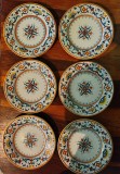 De Colecție,set de 6 farfurii desert/aperitiv U GRAZIA DERUTA -Pictate manual,Italia, anii 60'-80'