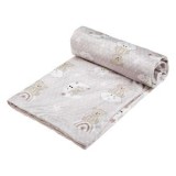 Patura pentru bebelusi cu doua fete, 90x80cm, Ecru, Model Ursulet si Nori, CMCLASS