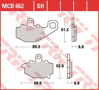 Set placute frana spate TRW MCB662SH - CF Moto NK 650 - Kawasaki ZZR 400 - ER-6N 650 - ZX-6R 600-636-900 Ninja - KLE 650 Versys - Z 1000 foto