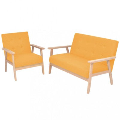 vidaXL Set cu canapea, 2 piese, material textil, galben foto