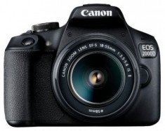 Aparat Foto D-SLR Canon EOS 2000D + EF-S 18-55mm IS II, 24.1 MP, Ecran 3inch LCD, Filmare Full HD (Negru) foto