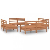 Set mobilier de gradina, 8 piese, maro miere, lemn masiv de pin