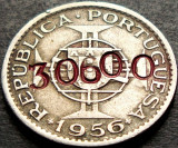 Moneda exotica 2.5 ESCUDOS - ANGOLA, anul 1956 * cod 85 = denominare inflatie, Africa