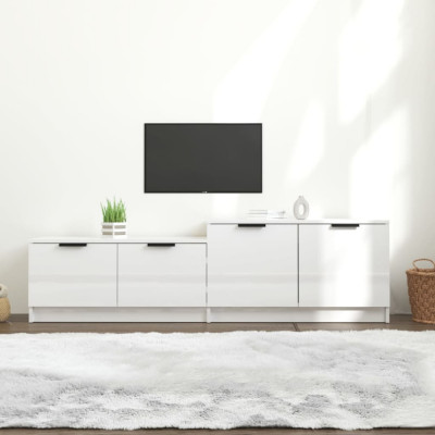 Comodă TV, alb extralucios, 158,5x36x45 cm lemn prelucrat foto