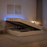 Cumpara ieftin Pat cu LED si saltea Crem 180 x 200 cm Tesatura