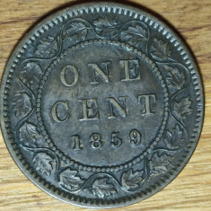 Canada - moneda de colectie rara - 1 cent 1859 -Victoria tanara- stare ff buna !