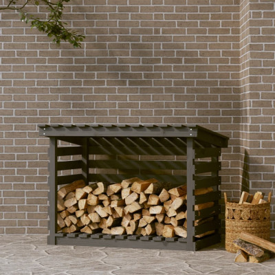 Rastel pentru lemne de foc, gri, 108x73x79 cm, lemn masiv pin foto