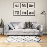 vidaXL Covor pufos &quot;PAMPLONA&quot; fire &icirc;nalte negru/crem modern 120x170 cm