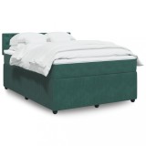Cumpara ieftin Gossi pat box spring cu saltea, verde inchis, 140x190 cm, catifea