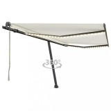 vidaXL Copertină automată cu senzor v&acirc;nt &amp; LED, crem, 400x300 cm