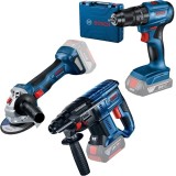 Bosch GBH 180-LI + GWS 180-LI + GSB 185-LI - Rotopercutor SDS-Plus 2 J + Polizor unghiular 125 mm + Masina de gaurit si insurubat cu percutie 50 Nm va