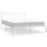 Cumpara ieftin Cadru de pat metalic cu tablie, alb, 140x200 cm
