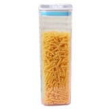 Cutie de Depozitare Alimente, Cyrax, tip Container, 1.9L, 10x10x30.5 cm, Recipiente pentru Cereale in Bucatarie, Transparente cu Capac Alb-Albastru