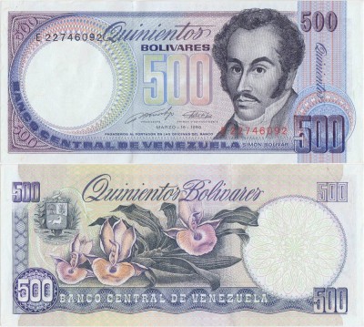 1989 (16 III), 500 Bol&amp;iacute;vares (P-67c) - Venezuela - stare UNC foto