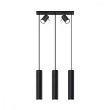 Lampă Suspendată Ring Negru Oțel 5 Becuri Tub Modern De Interior