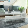 Masuta Cafea Living Gossi Alb 90x59x42 cm PAL, Design Modern, Raft Depozitare, Asamblare Usoara