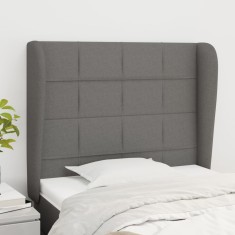 vidaXL Tăblie de pat cu aripioare gri &icirc;nchis 83x23x118/128 cm textil 3117931