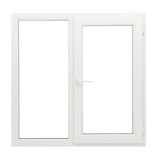Fereastra PVC termopan Trocal, 5 camere, alb, 116 x 116 cm, fixa + dubla deschidere, dreapta
