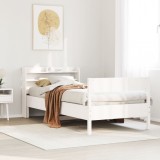 Gossi cadru pat fara saltea, alb, 100x200 cm, lemn masiv pin