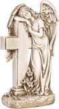 Statueta funerara &icirc;nger cu cruce din polyresin, 18,5x11x33 cm