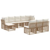vidaXL Set de canapele de exterior 4 pcs Alb Natural și Crem Poliester 3437562