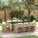 Cumpara ieftin Set de masă pentru grădină cu pernă 9 pcs Bej Rattan poli