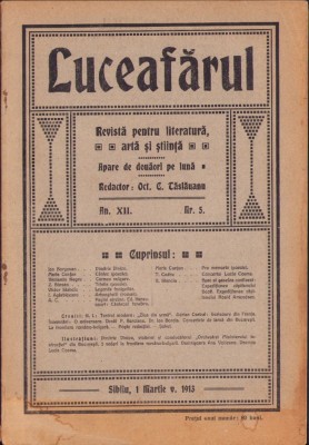 Z530N Luceafărul, 16 februarie stil vechi 1913, Sibiu, redactor Octavian Tăslăuanu foto