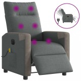 vidaXL Fotoliu electric de masaj rabatabil, gri &icirc;nchis, textil
