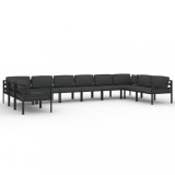 Cumpara ieftin Set mobilier de gradina cu perne, 10 piese, antracit, aluminiu