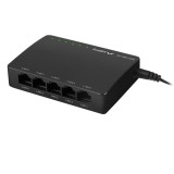 Switch Lanberg DSP2-1005-12V, 5 porturi RJ-45, Alimentare 100~240V AC 0.3A, 12V DC 0.5 A, fara management, Plug-and-Play