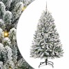 VidaXL Brad de Crăciun artificial Verde și alb 150 cm PVC și Metal 3395741