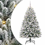 VidaXL Brad de Crăciun artificial Verde și alb 150 cm PVC și Metal 3395741