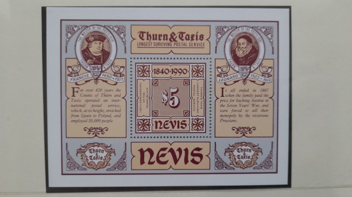 1990 Nevis bl 5$+30pfg-guma orig. MNH