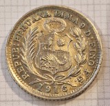 238, Peru, 1/2 Dinero 1916, KM#206, Argint, excelenta