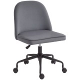 HOMCOM Scaun pentru Birou, Scaun din Catifea, Scaun Reglabil pe &Icirc;nălțime cu Roți Pivotante și Spătar Central, 52x52x80-88 cm, Gri | Aosom Romania