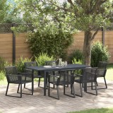 vidaXL Set de Mese pentru Grădină Manual 7 pcs Negru Medie