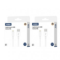 Cablu de Incarcare / Date JELLICO B1, USB la Apple Lightning, 1m 3.1A, Alb Blister