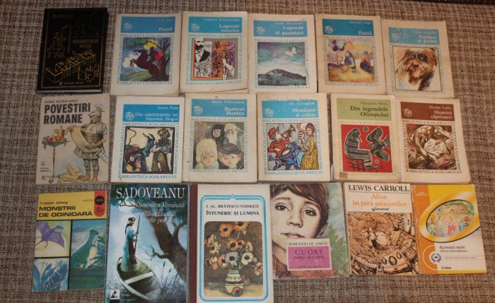 Lot 18 carti pentru copii bilbiografie scolara colectia biblioteca scolarului sadoveanu dumbrava minunata tudor opris tudor arghezi alexandru mitru