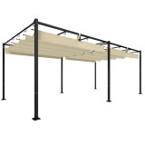 Outsunny Pergolă Gazebo 5.7x2.95 m, Pergolă de Grădină cu Acoperiș Retractabil și Glisant, Găuri de Drenaj, din Poliester și Metal, Pergolă pentru Ext