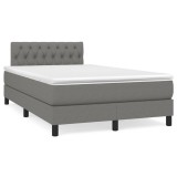 vidaXL Pat cu arcuri, saltea și LED, gri &icirc;nchis, 120x190 cm, textil