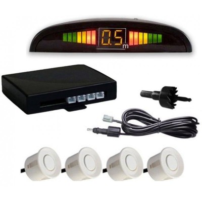 Set Senzori parcare auto detector parktronic display radar monitor 4 senzori ALB foto