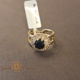 Cumpara ieftin Inel reglabil floare cu cristal negru placat 18k - origine Brazilia