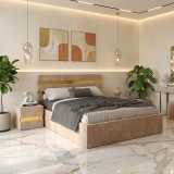 Pat Tapitat Adria Crem Cu Noptiere Tapitate ⭐Design modern